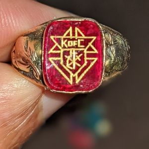 Gold Knights of Columbus Ruby Ring sz 9 or 10